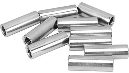 10-teiliges Zylindermutter-Set, 10-teiliges M10-Mutter-Set M10x1. 5 Edelstahl-Überwurfmutter, Runde Verbindungsmutter, M10-Rundstangen-Überwurfmutter, Befestigungselement aus