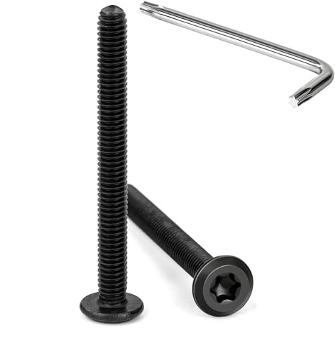 Tunejoy Flachkopfschrauben Trox M4 x 40 mm Schwarz Flachkopf Schrauben Edelstahl A2 V2A Möbelschrauben Innensechskant Vollgewinde mit T20 Inbusschlüssel 20 Stück