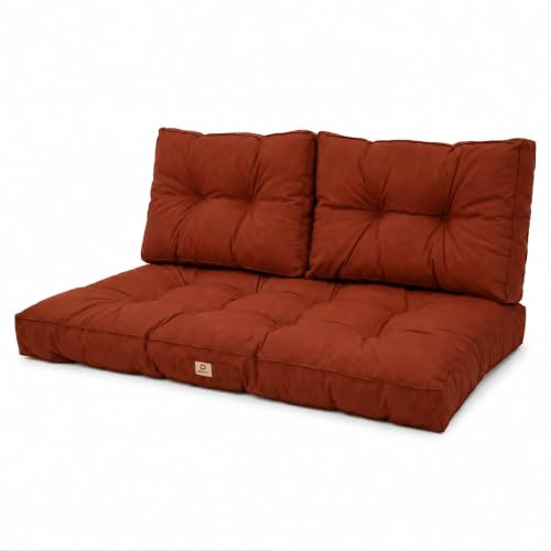 deco arts Coussins pour Salon de Jardin - Coussins extérieur - 100x50 cm - Coussin de Remplacement pour Fauteuil, Banc & Chaise d'extérieur - Imperméable, Confortable & capitonné - Terracotta
