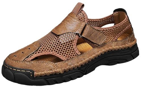 Sandalias ortopédicas para hombre, suela de goma antideslizante, sandalias de verano, cómodas, transpirables, de piel, con soporte para arco, sandalias deportivas, para senderismo, para actividades al