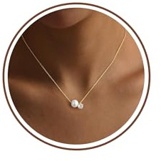 TINGN Kette Gold Farbe Damen 14 Karat Vergoldete Perlenkette Dainty Choker Kette mit Perlen Anhänger 40cm Perlen Halskette Mode Schmuck Geschenke für Damen Frauen