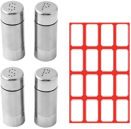ZORVYN 4 PCS Mini Spargisale da Viaggio, Acciaio Inox, Piccolo con Coperchio, Contenitori Spezie per Viaggi, Spargizucchero, Sale e Pepe, per Ristoranti, Campeggio e Barbecue all'Aperto (5ml)