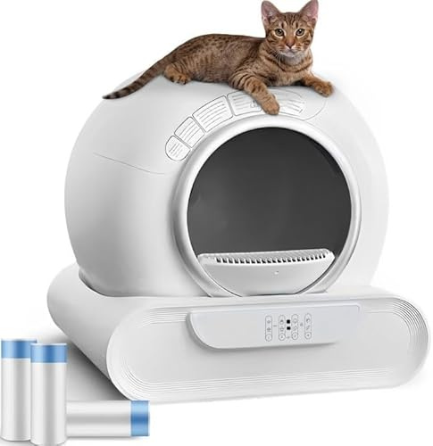 Katzenklo Selbstreinigend, Elektrisches Katzentoilette XXL - 65L Groß Kapazität, Geschlossen Automatisches Katzentoilette, Steuerung über App, Geruchsfrei Katzenklo mit Sieb, für 2 und Mehrere Katzen