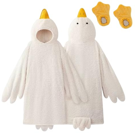 Ankpyjamas, bärbar gåsfilt Huvtröja Onesie, ankas överdimensionerade filtar Huvdräkt, mysig sovsäck för barn och vuxna