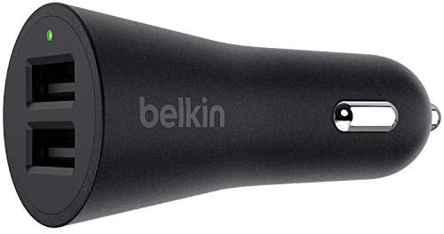Belkin Boost-Up 2-Port Fast Charging 2 x 2.4 A/24 W Universal USB-A Car Charger, Black