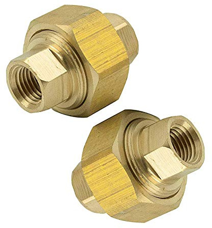 Legines NPT Union 3/8 Female x 3/8 Female Brass Pipe Fitting Straight Connector 1200psi (Pack of 2)