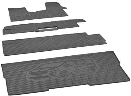 Passgenaue Kofferraumwanne und Gummifußmatten geeignet für Renault Trafic ab 2014 L1 + Gurtschoner