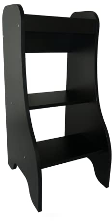 Puckdaddy, torre montessoriana Turmine 43x50x94 cm, torre di apprendimento per bambini da 1 a 4 anni, secondo i principi Montessori, scaletta per aiutare in cucina, colore nero