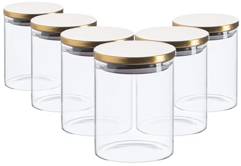 Argon Tableware Scandi -Aufbewahrungsgläser Mit Metallic Deckel - 750ml - Gold - Pack Von 6