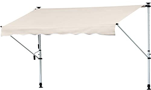 Outsunny Tenda da Sole 4x1.2 m con Braccio Avvolgibile, Tenda Parasole da Esterno a Manovella in Alluminio e Tessuto Poliestere 180g/㎡, per Giardino, Balcone e Terrazza, Cachi