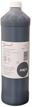Encre Noire BK 1000 ML pour Canon G-Tank, Epson ECOTANK, HP Smart Tank et Brother Tank. Recharge de Cartouche, Encre Compatible, nettoie Les Buses Pendant l'impression. Made in Italy