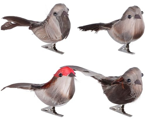 STOBOK Künstliche Gefiederte Vögel 4 Stück Lebensechte Simulierte Vogelverzierungen Mit Clip Für Garten Hausparty Balkon Frühling Dekoration