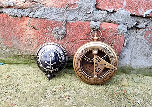 2 Stück Messing Schiff Design Magnetischer Kompass (schwarz_5 cm) Kompass Sonnenuhr für Papa Kompass personalisiert Kompass graviert Antiker Kompass Custom Geschenk Messing Sonnenuhr Kompass Vatertag