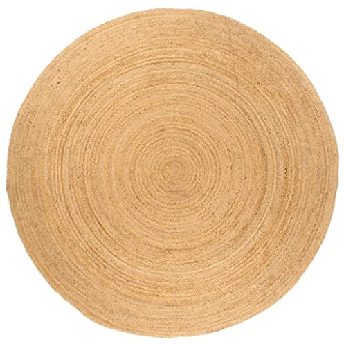 vidaXL Teppich Jute Geflochten Handgefertigt Wohnzimmerteppich Juteteppich Handwebteppich Bodenmatte Schlafzimmer Wohnzimmer Flur 240cm Rund
