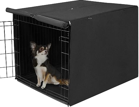 Deblue 91,4 cm Hundekäfig-Abdeckung, atmungsaktiv, passend für 91,4 cm Draht-Doppeltür-Abdeckung – Schwarz
