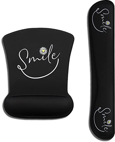AOKSUNOVA Mauspad mit Gelkissen Schwarz Mousepad mit Handauflage | Handauflage Tastatur mit Memory-Schaum, rutschhemmender Basis und atmungsaktivem Lycra für Büro und Homeoffice.