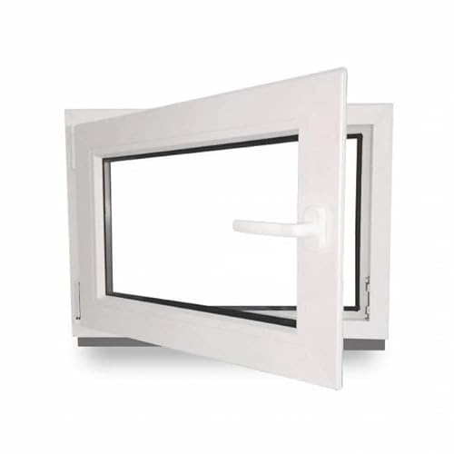 Kellerfenster - Kunststoff - Fenster - weiß - BxH: 120 x 50 cm - 1200 x 500 mm - DIN Links - 3 fach Verglasung - 60 mm Profil