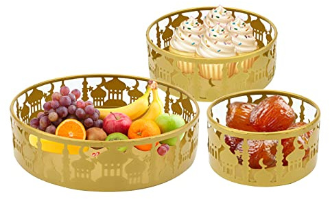 Gukasxi 3 st Eid Ramadan Mubarak-brickor Ramadan mat frukt serveringsbricka islam Eid Mubarak-brickor tallrikar kök servering servis Ramadan Mubarak bordsdekorationer islam Eid-tallrik festgåva leverans