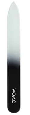 WOMO White Satin Glass File Manicure with Black Handle 10.5 cm, Black, Regular, Contemporary