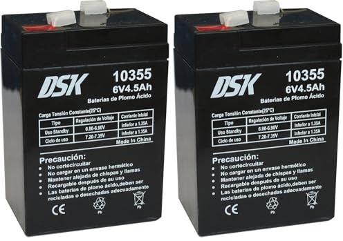 DSK Batería Plomo AGM Sellada VRLA 6V 4,5Ah (Paquete de 2)