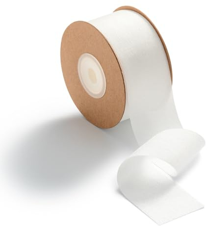 MORSUNBELA Vitt silkesband 3,8 cm – brett dekorativt presentband för bröllop, tygbågar, chiffonghantverk