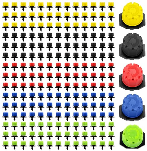 VooGenzek 200 Pièces Goutteur Irrigation Réglable, Réglable Micro Drip Irrigation Arroseurs Émetteur, Tête de Gicleurs D'irrigation pour Parterres de Fleurs, Jardins, Pelouse, 5 Couleurs