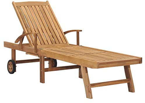 Willood Sonnenliege Massivholz Gartensitzmöbel Teak Verstellbare Rückenlehne Rustikal Gartenliege Gartenmöbel Holzliege Liegestuhl Liege Relaxliege