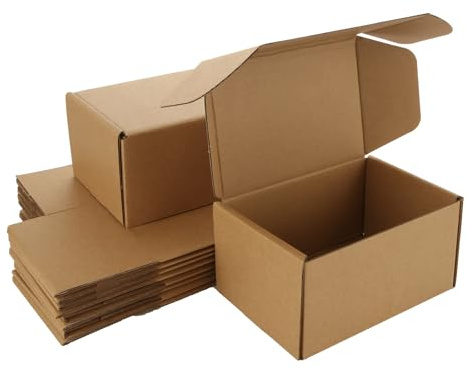 VIDETOL 30 Stück Versandkartons, 15,2 x 10,2 x 7,6 cm, kleine Geschenkkartons, Wellpappe, Postkartons zum Verpacken, Braun
