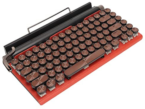 Plyisty Mechanical Keyboard, Colorful RGB Backlight Retro Typewriter with Metal Round Keycap, 83 Keys, for Universal Compatibility with Phones, Tablets, Laptops and Desktops (Orange)