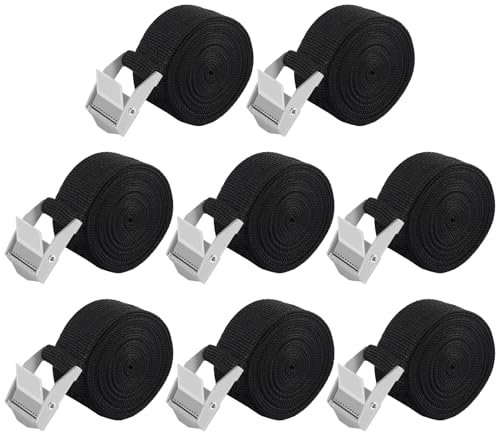 8 Stück Schwarze Polyester Spanngurte Kurz,Spanngurte 1m*2,5cm, Verstellbare Spanngurt mit Zinklegierungsclips,Zurrgurte für Fahrrad, Trolley, Autogurte