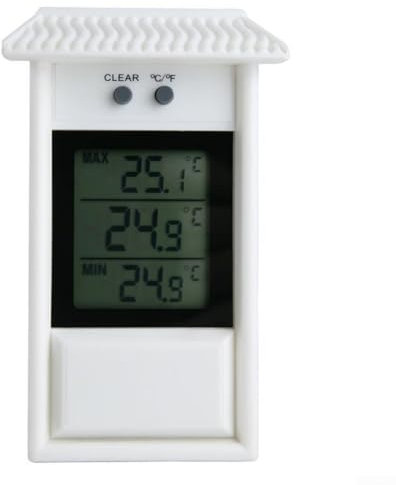Thermomètre précis max min, jauge de température intérieure extérieure, design étanche, construction robuste (blanc)