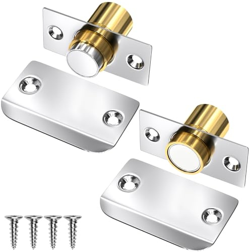 Magnetic Ball Catches for Internal Doors Jiayi 2 Pack Door Ball Latch Magnetic Ball Door Catch, Silver Roller Catch Ball Top Door Hardware for Hidden Pantry Cupboard Closet Magnetic Door Lock Closing