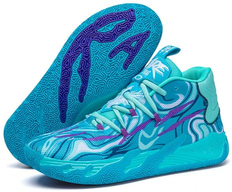 Hixingo Men's Basketball Shoes Boys High Top Basketball Trainers Comfort Tennis Running Trainers Sneaker Breathable Children's Sport Shoes for Unisex Blue