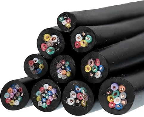 WANGF Câble PVC 26 24 22 20AWG 2 3 4 5 6 10 8 12 14 16 conducteur de Fil de cuivre gainé câble RVV Fil à Gaine Souple Noir(0.5MM 20AWG 5meter,10 Cores)