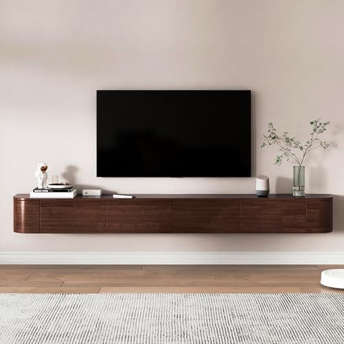 FGNIXLN TV Lowboard,240CM TV Schrank Lowboard Hängend, Fernsehschrank Für Das Wohnzimmer, Geeignet Für Das Wohnzimmer Und Schlafzimmer (Braun, 240CM)