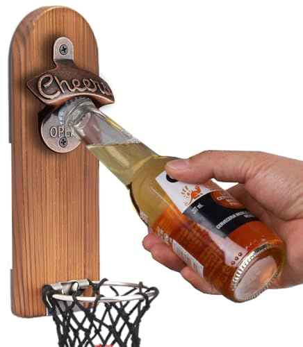 Magnetic Beer Bottle Opener with Cap Collector, Novelty Beer Gifts for Men Dad Husband Him, As Man Cave Accessories, Home Bar Pub Garden Accessories