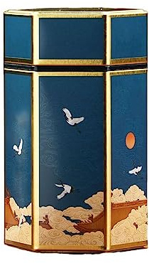 Metal Tinplate Empty Tins,Chinese Style Tea Tin, Vintage Metal Container for Tea Sugar Coffee(L-B)