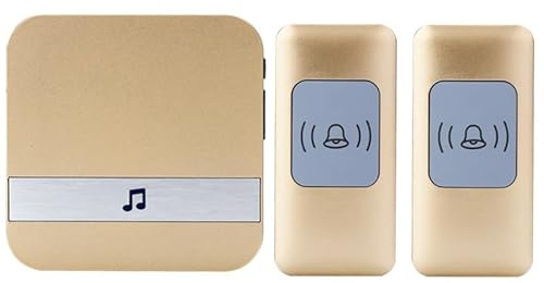 SLDAGe Wireless Doorbell,1000ft Long Range Waterproof Cordless Door Bell Chime Kit, with Remote Push Buttons Plug-in Receiver, 4 Volume, LED Flash, for Front or Back doorbell Sets,Gold,2 on 1