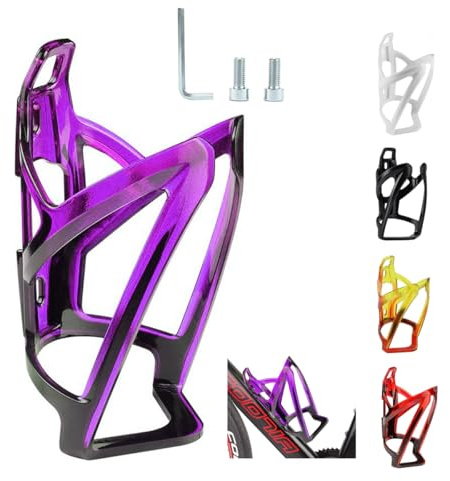 Garegce Bike Water Bottle Cage, Cycling Bottle Cage Durable Non-Slip Bike Drinks Holder, Universal Fit for Mountain MTB Road Bikes Cycling Accessories - Black Purple