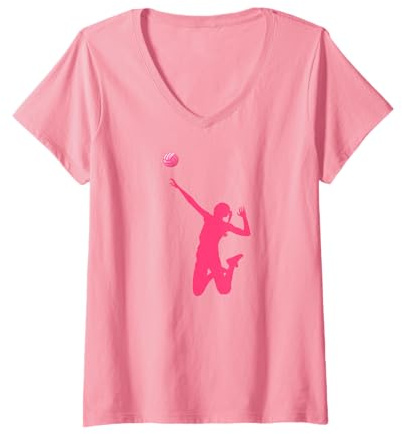 Damen Volleyball Fan Beachvolleyball Outfit T-Shirt mit V-Ausschnitt
