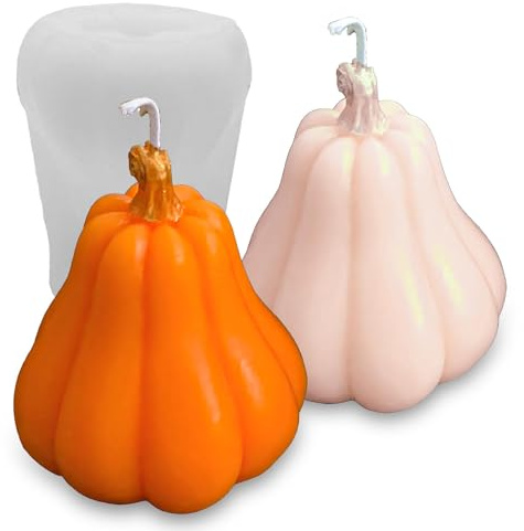 Moule Silicone Citrouille,Moule Citrouille Silicone pour Bougie, Savon, Résine, Chocolat – Automne, Bougie Halloween, en 3D pour, Artisanat DIY, en résine époxy, citrouille en forme de poire