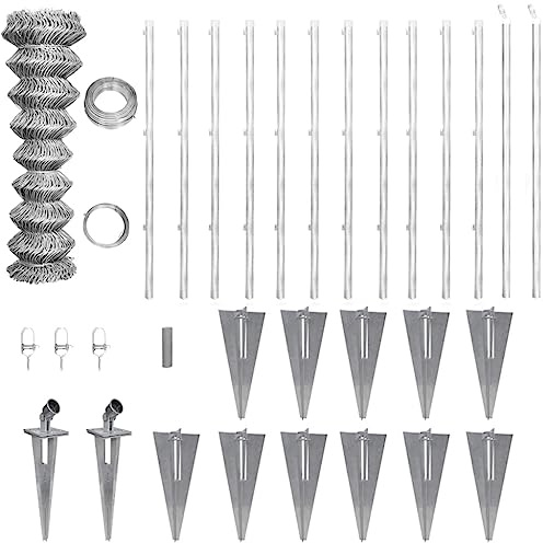 Hundezaun Sichtschutzzaun, Maschendrahtzaun Pfosten Bodenhülsen Stahl Verzinkt 25x1,25 m für Garten, Terrasse, Balkon