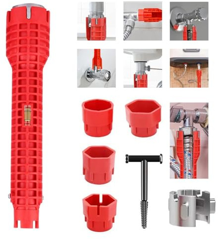 Briocht Tap Spanner Tool, 12 in 1 Faucet and Sink Installer, Tap Spanner for Tight Spaces, Multifunctional Tap Wrench for Kitchen and Bathroom Sink Repair, Plumbing Tool for Pipe Installation