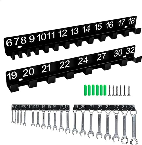 2 x vägghållare för verktyg, verktygshållare, klämhållare, digital kodning, vägghylla för garage, verkstäder och arbetsbänkar, metall, svart