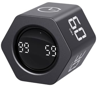 BlesConi Minuteur avec capteur de gravité, 5 comptes à rebours prédéfinis (1/5/10/30/60 min), rechargeable par USB-C pour cuisine, bureau, étude et sport