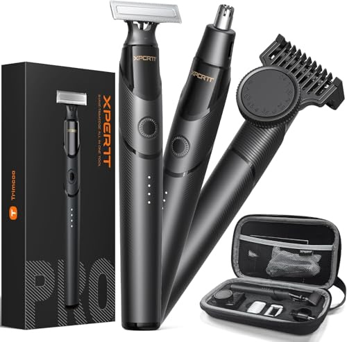 [Mise à niveau 2025] Kit de tondeuse pour barbe et nez, [tout-en-un] Peigne rotatif 12 en 1, rasoir électrique de voyage pour homme, charge rapide USB-C, rasoir indolore imperméable humide/sec, noir