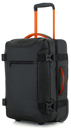NPLE Zaino Trolley Ibrido da Viaggio, Bagaglio a Mano, Convertibile Zaino/Valigia, Nero, Poliestere, 55x35x20cm, con Ruote Scorrevoli e Chiusura TSA (Bagaglio a mano 55x35x20cm, Black Orange)