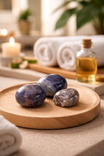 Marblechic Pietre di Sodalite Blu (Set da 3) Cristallo Terapia Pietre burattate