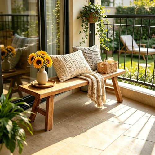 DSEWTEZXI Panca per letto per Interni Seduta, panca in legno per ingresso, rustica per sala da pranzo, Sgabello da Tavolo Cucina Soggiorno.(50cm)