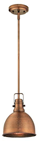 61038 Pendelleuchte mit 1 Lampe, Ausführung verwaschenes Kupfer, Lampenschirm in gehämmerter Ausführung
